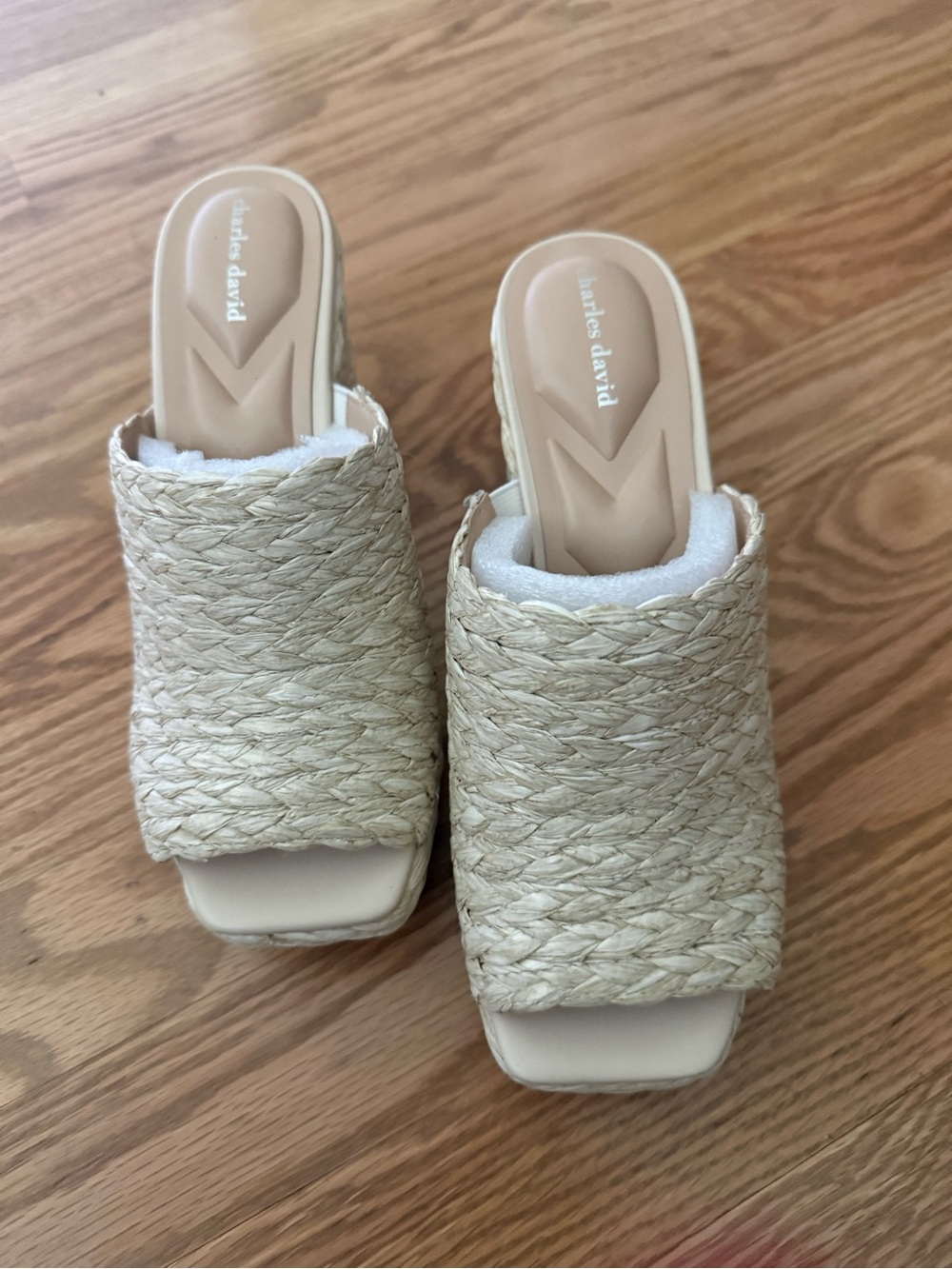 Charles David Natural/Cream Woven Slide Mules